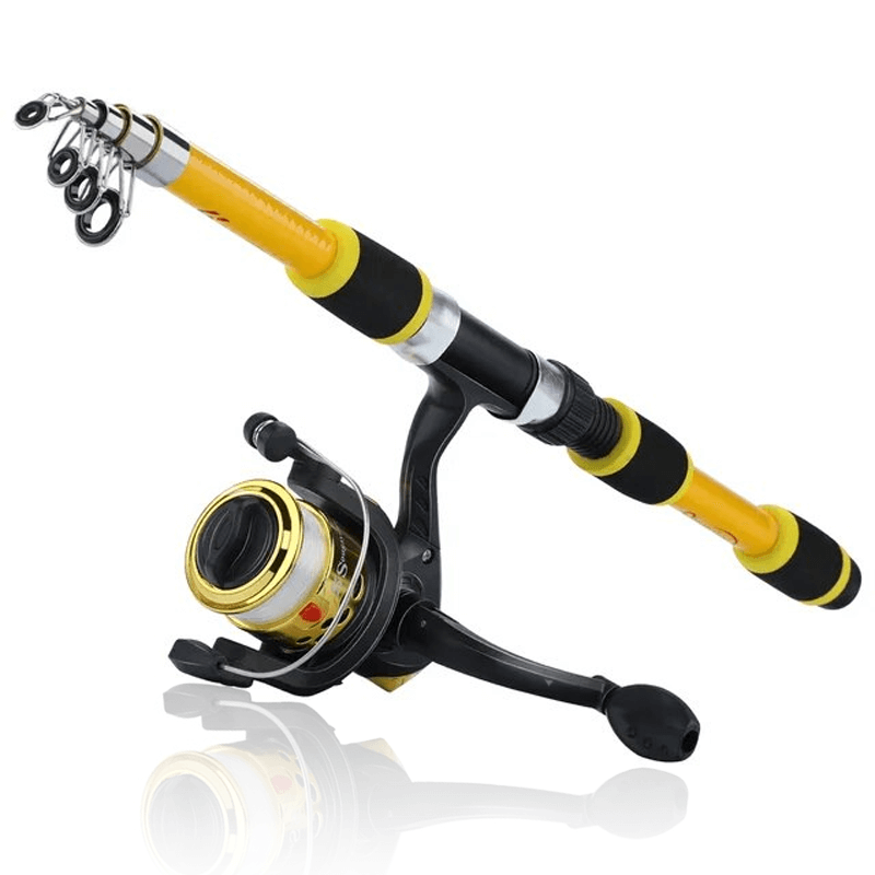 AQUASTORM - 1.8m Telescopic Spinning Fishing Rod with High-Speed 5.5:1 Gear Ratio Reel